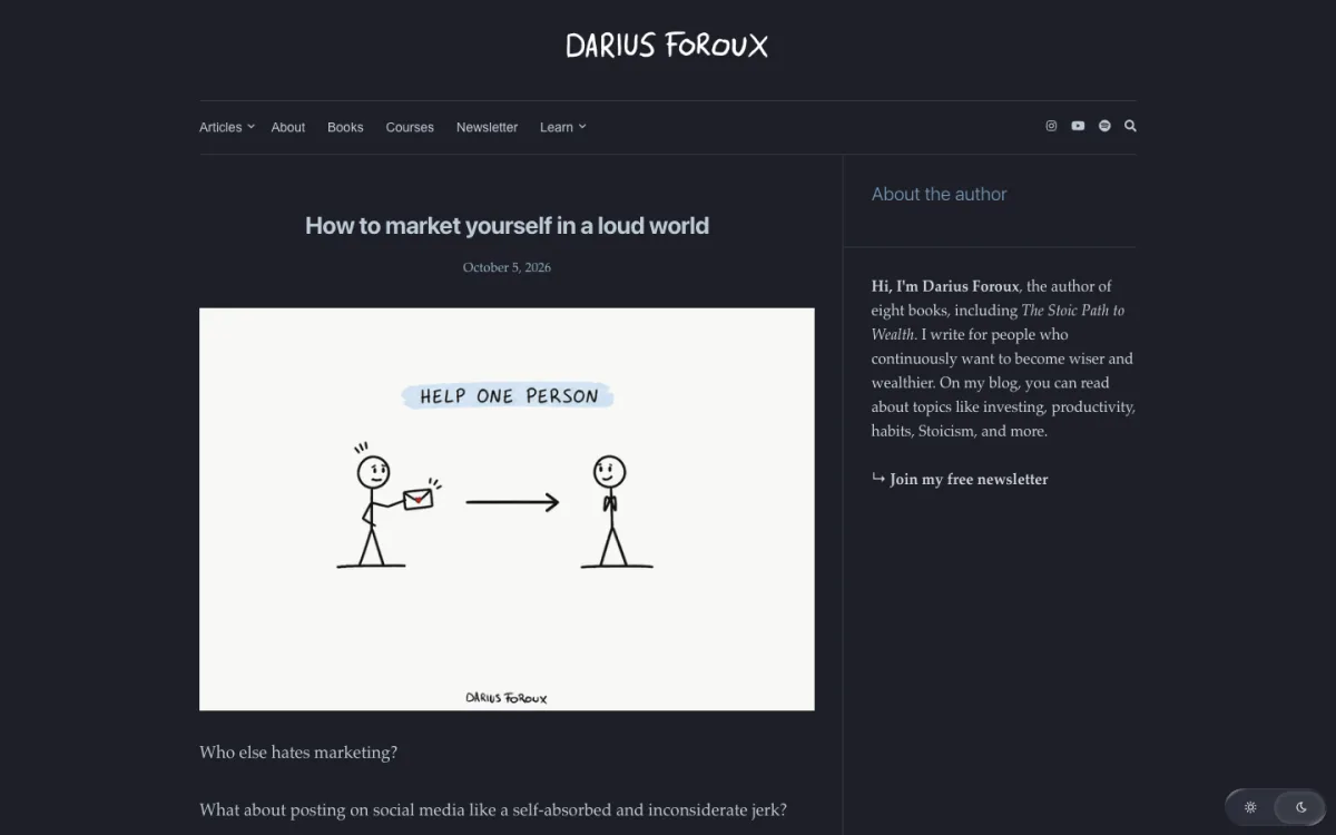 A screenshot of Darius Foroux