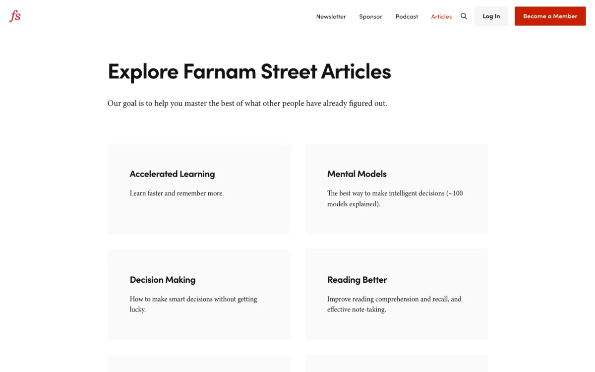 A screenshot of Farnam Street