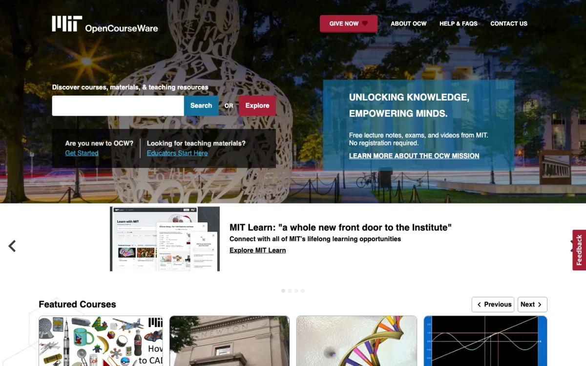 The MIT OpenCourseWare site